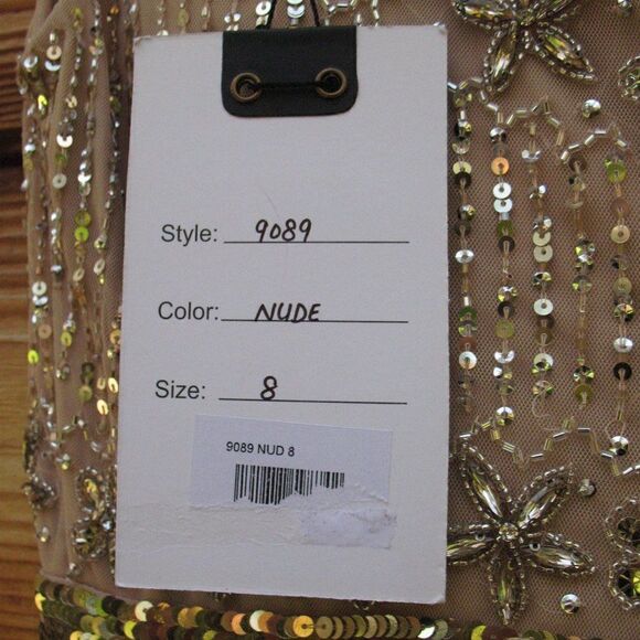 Mac Duggal 9089 Womens Cap Sleeve  Embellished Gown Nude 8 - Picture 15 of 16